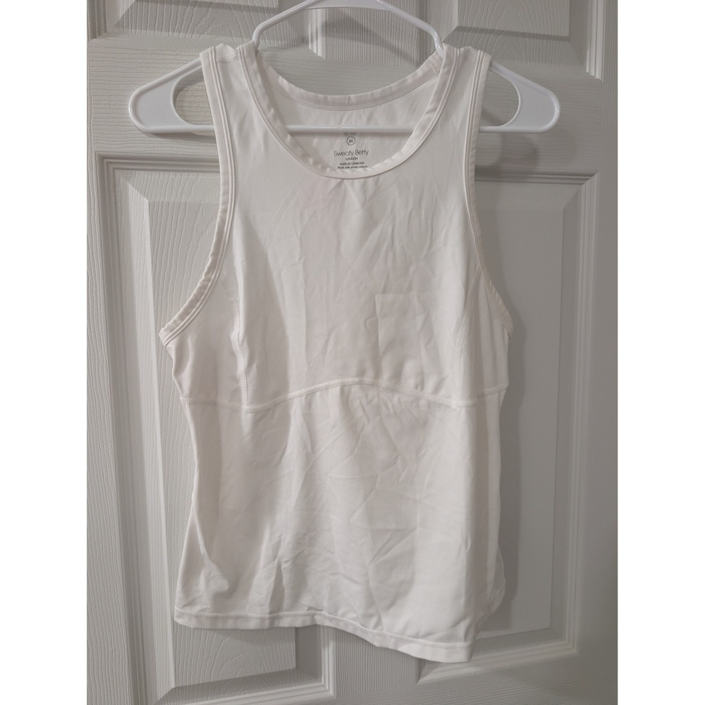 Sweaty Betty, Medium,‎ All Day Racer Back Tank, White, Athletic, Sporty, Running